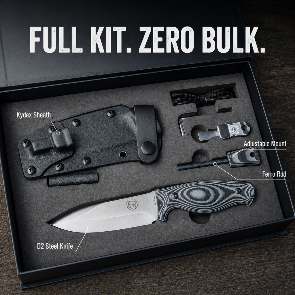 "The Silverback" Full Tang D2 Survival Camping Knife Gift Set